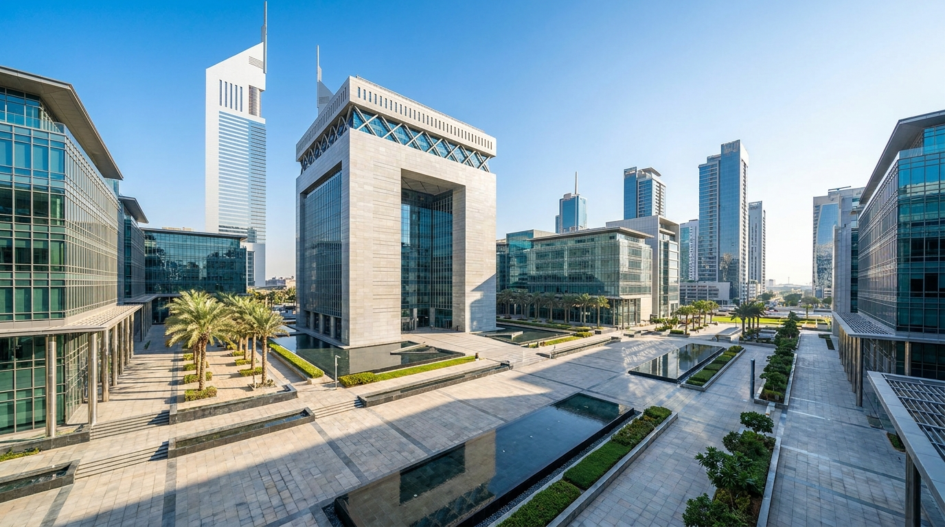 Quartier du DIFC à Dubai, immeubles de bureaux modernes