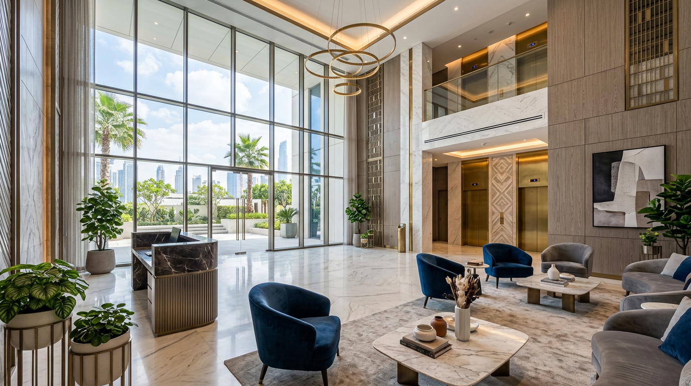 Hall d'entrée moderne d'une résidence à Dubai