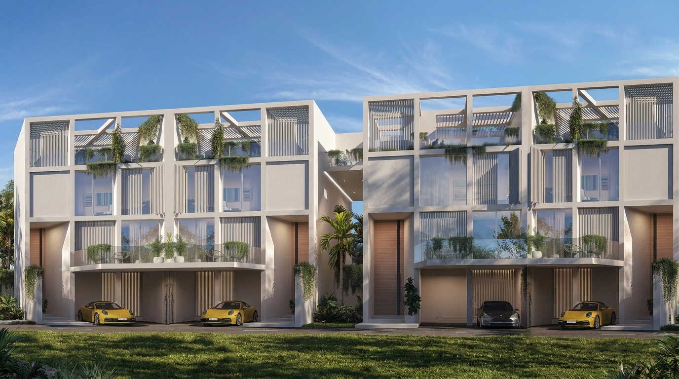 Villa de luxe avec piscine et jardin paysager, illustrant le marché locatif haut de gamme à Dubai