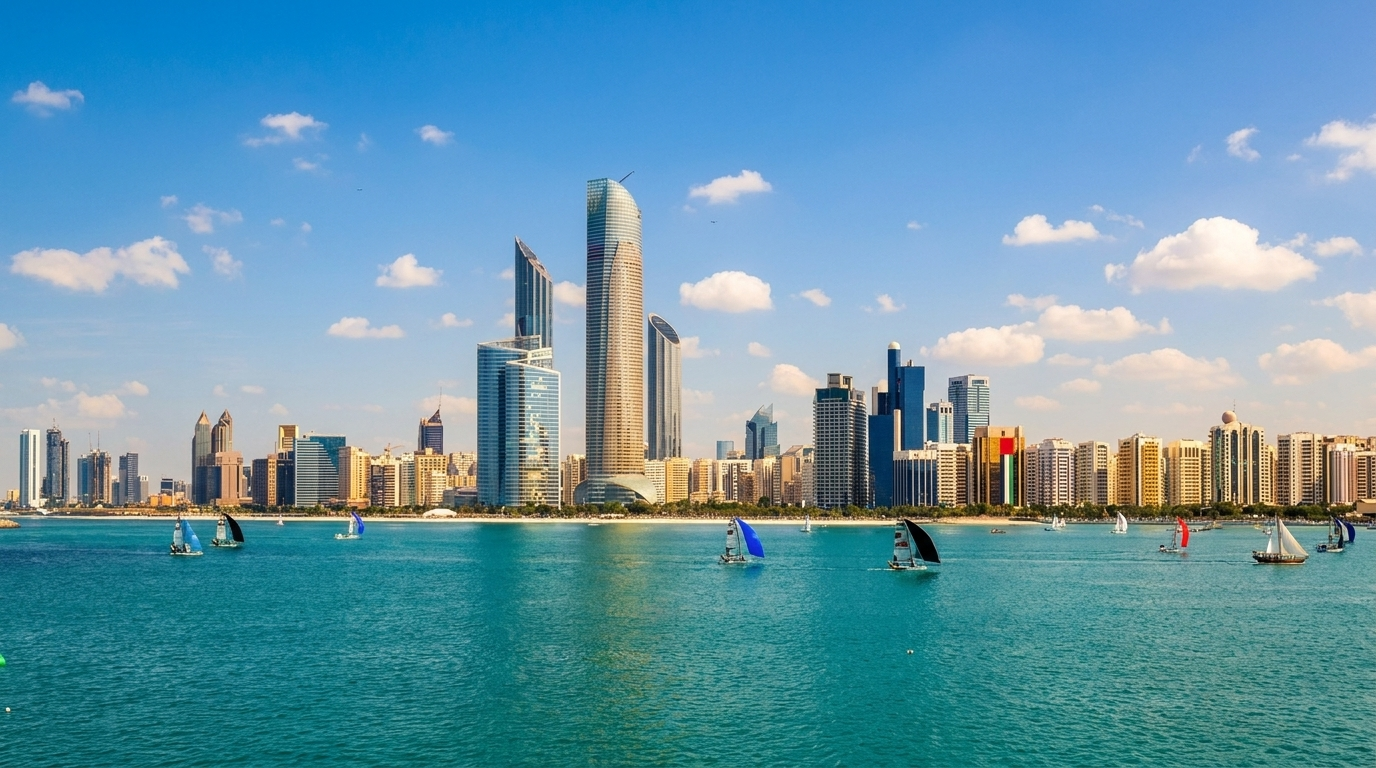 Skyline d'Abu Dhabi illustrant la hausse de 76,6% des transactions immobilières