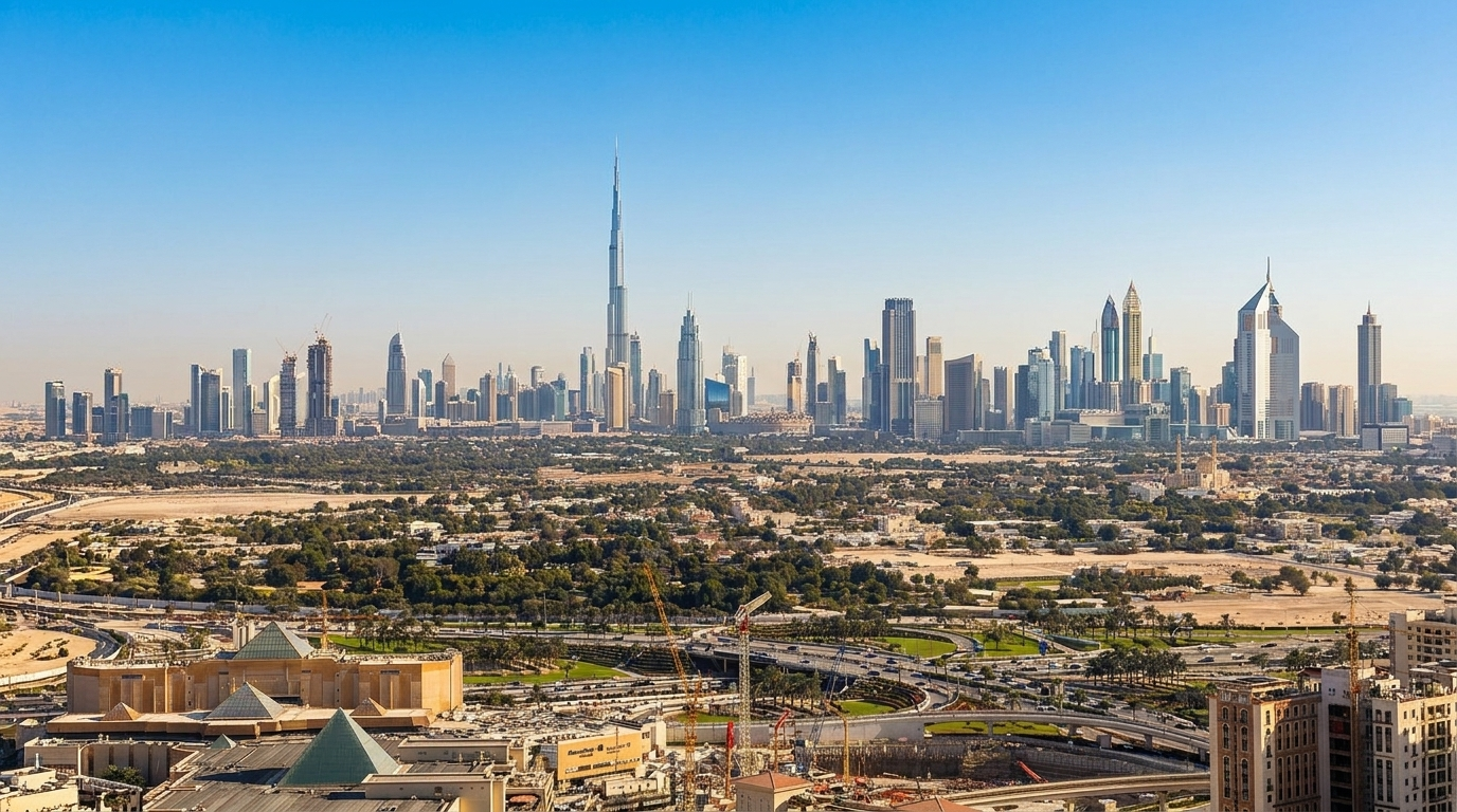 Skyline financier de Dubai illustrant la contribution de l'immobilier au PIB au T1 2026