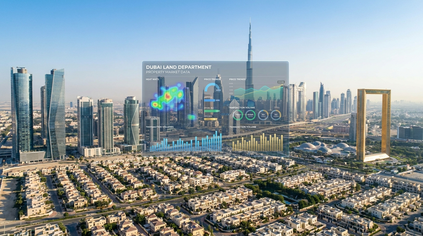 Vue aérienne de quartiers résidentiels de Dubai illustrant le rythme hebdomadaire des transactions immobilières du 6 au 10 juillet 2026