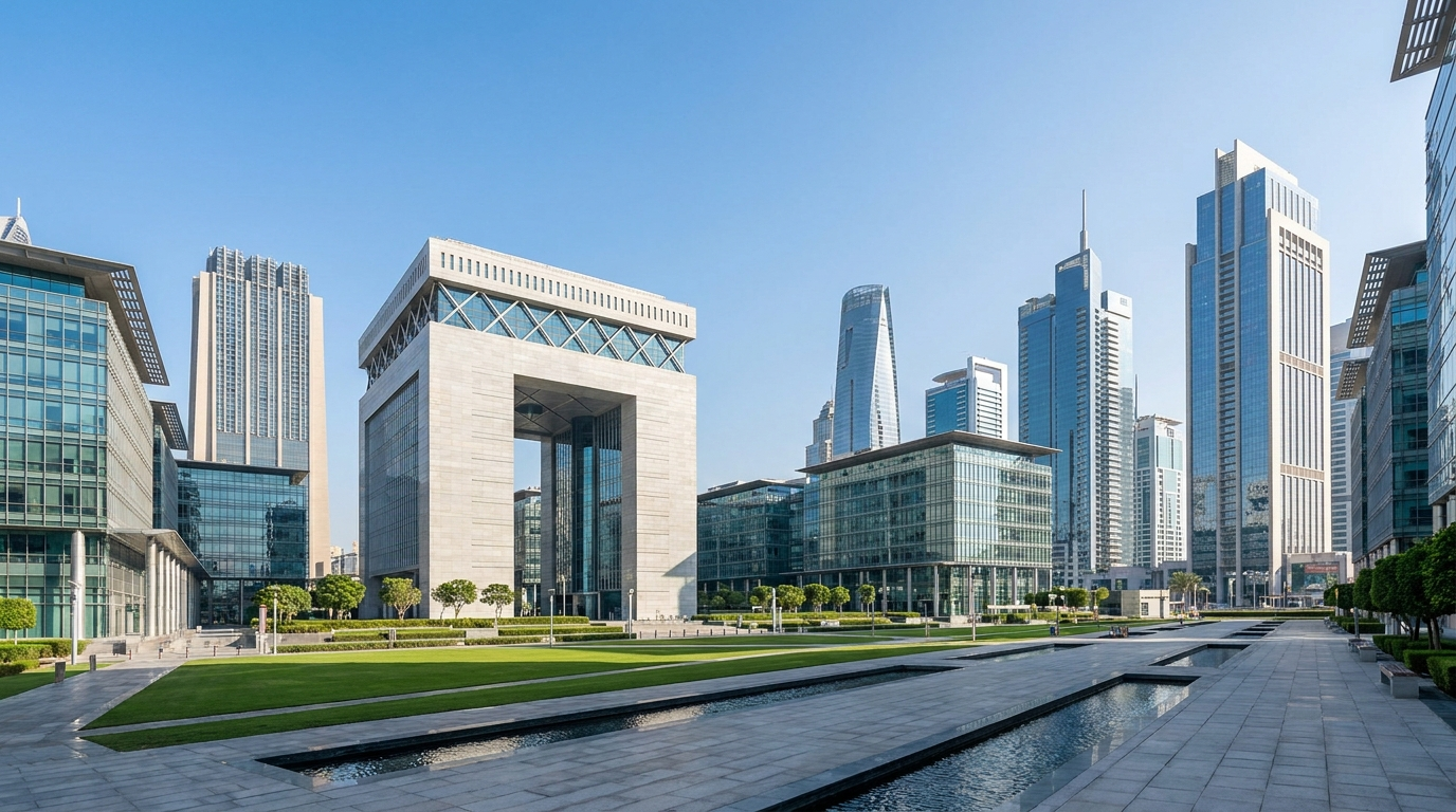 Skyline du DIFC, centre financier de Dubai