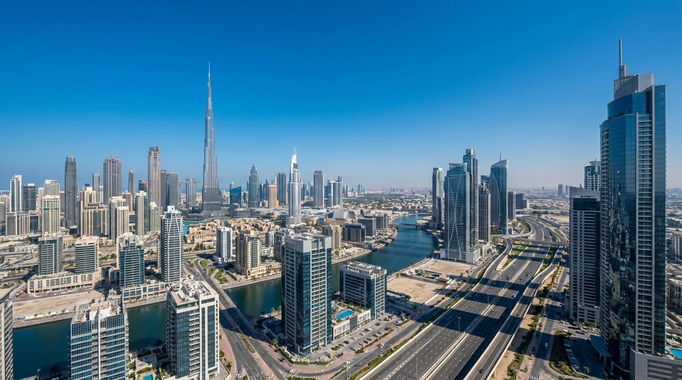 Vue panoramique de la skyline de Dubai en journée