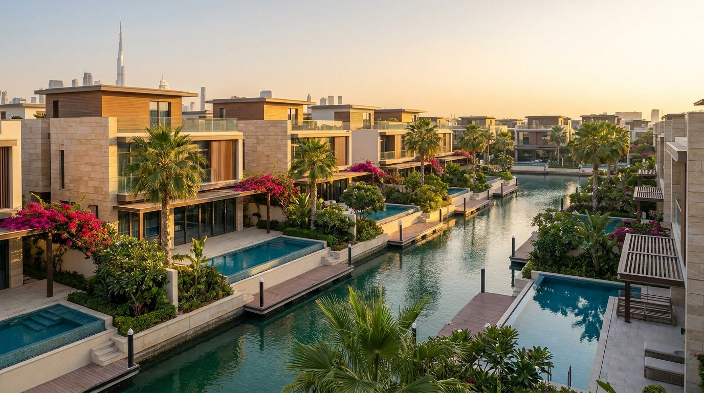 Communauté résidentielle avec villas et lagune à Dubai
