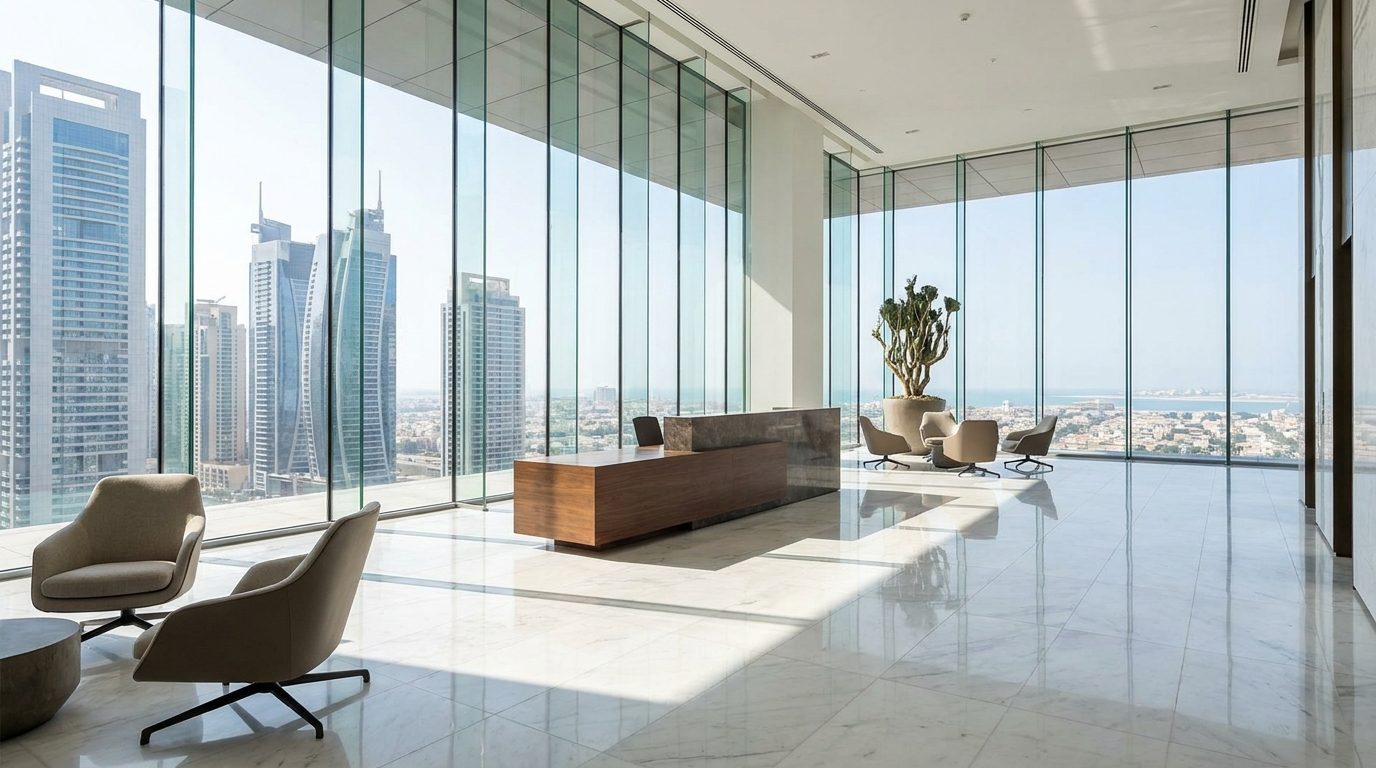Réception d'une tour de bureaux moderne à Dubai