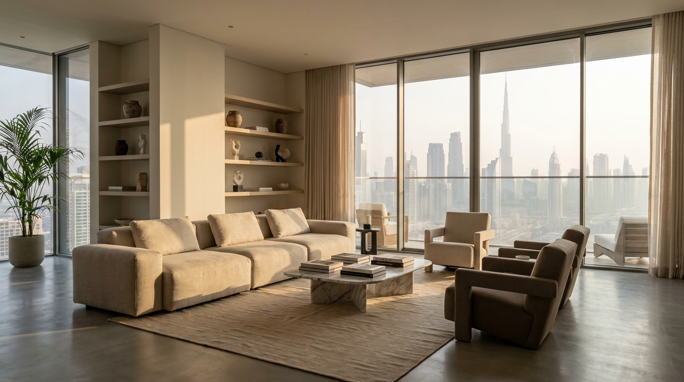 Intérieur meublé moderne d'un appartement de location à Dubai