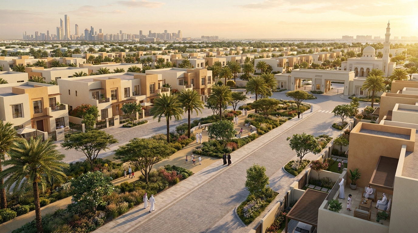 Quartier résidentiel de villas et maisons mitoyennes Al Ghadeer Gardens 2 à Abu Dhabi