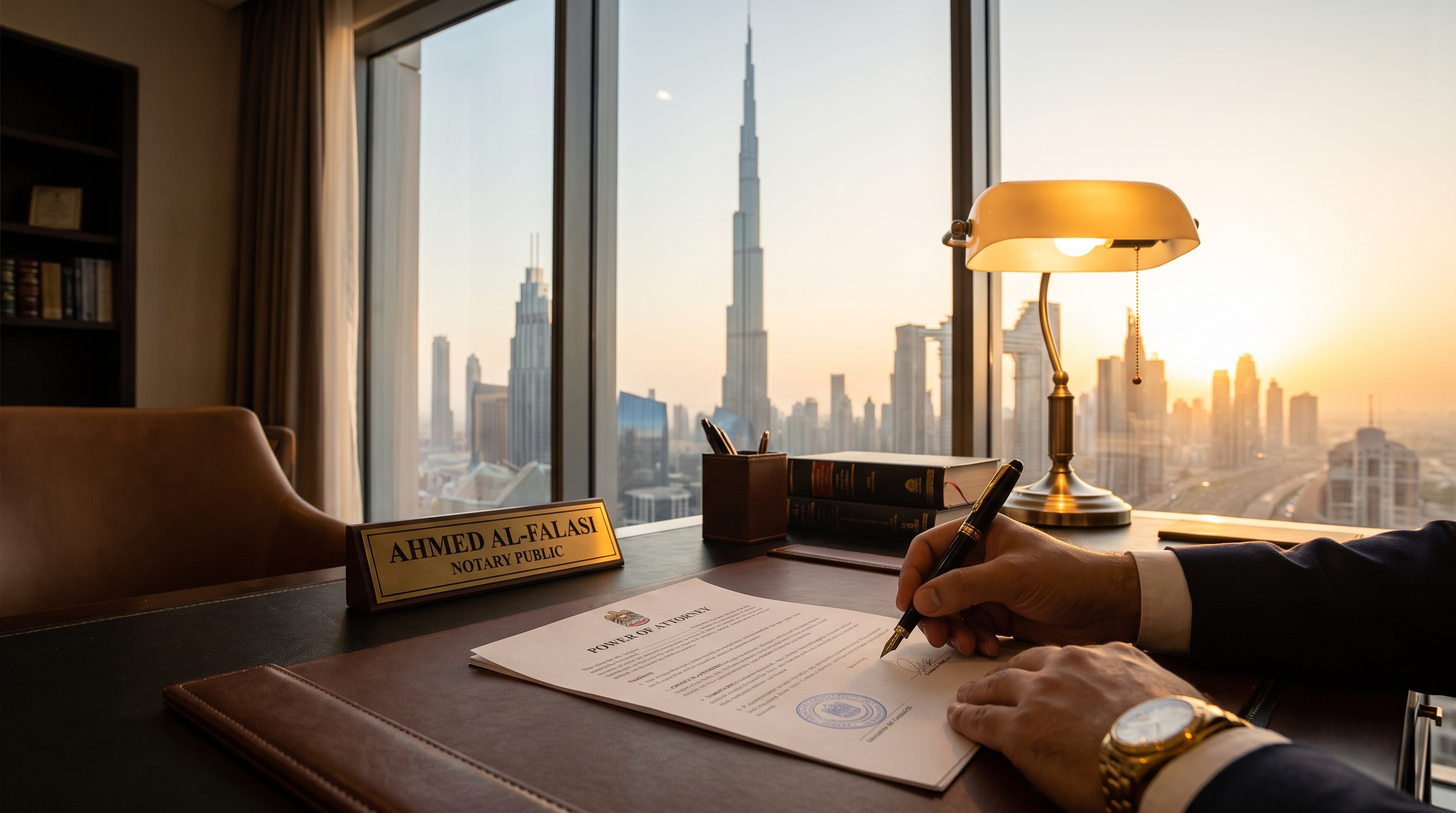 Signature d'une procuration notariée pour un achat immobilier à Dubai