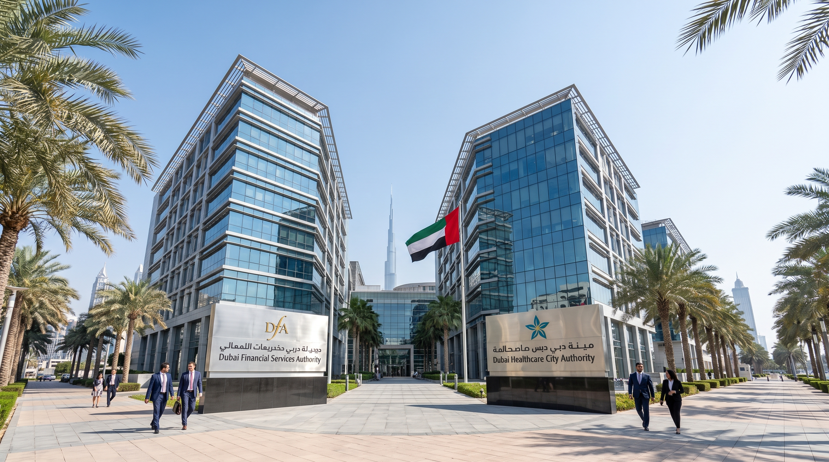 Bâtiments institutionnels représentant les autorités réglementaires de l'immobilier à Dubai